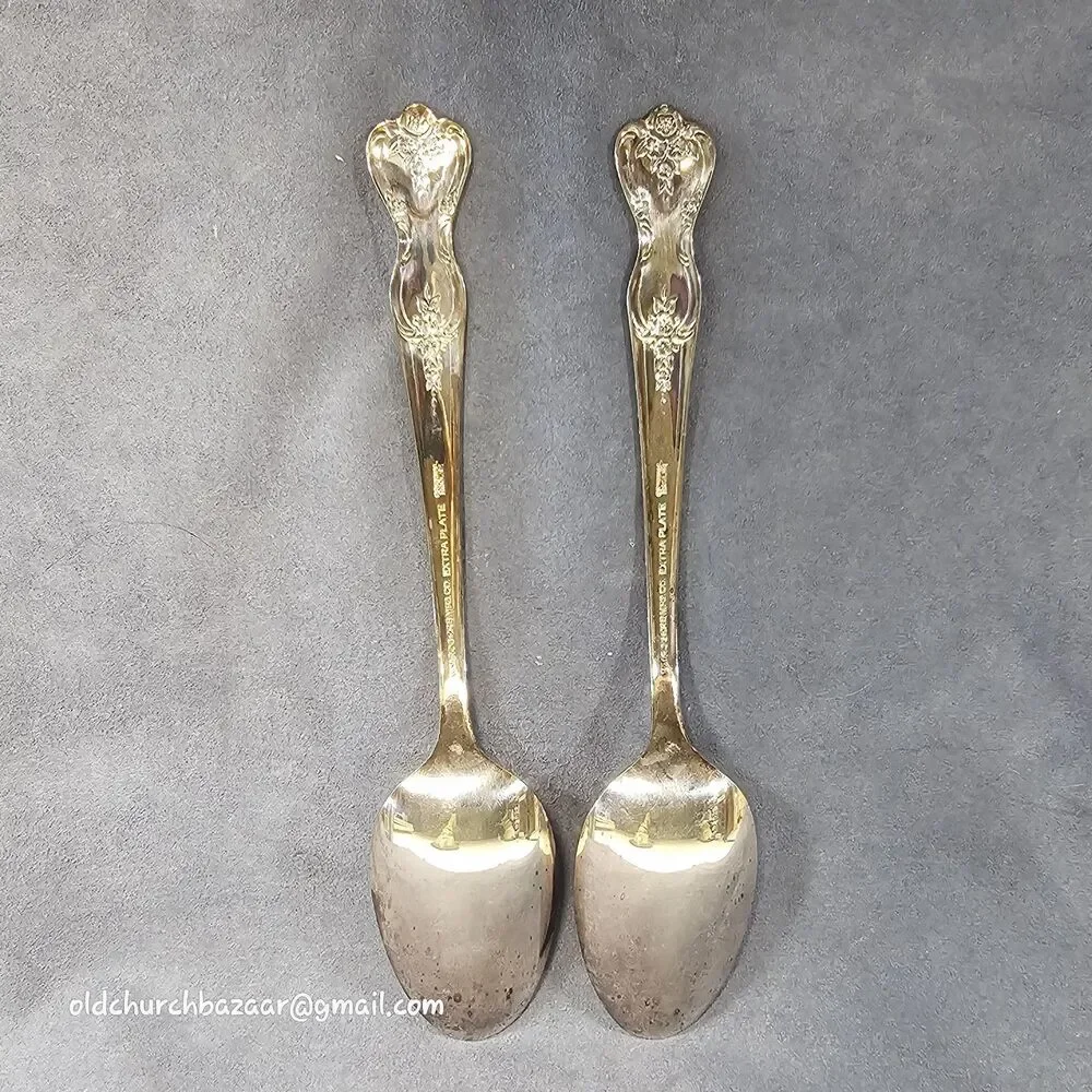 2pcs WM Rogers Extra Plate Magnolia Inspiration Lot Of 2 Serving Spoons